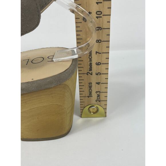 Sole Society Size 6 Mariel Studded Sandal Block Heel Mushroom Suede Wedge - Picture 5 of 12